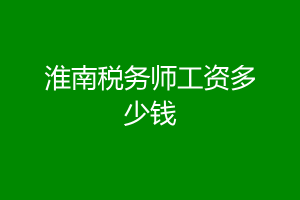 淮南税务师工资多少钱