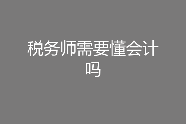 税务师需要懂会计吗