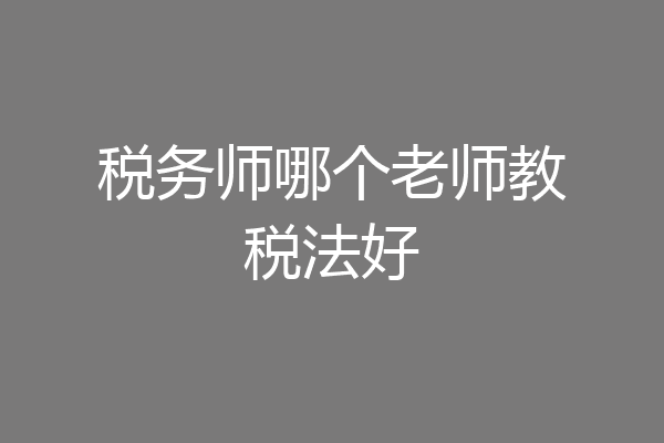 税务师哪个老师教税法好