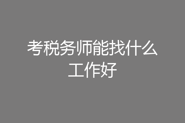 考税务师能找什么工作好