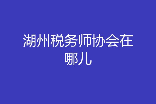 湖州税务师协会在哪儿