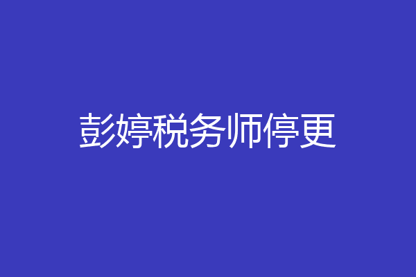 彭婷税务师停更