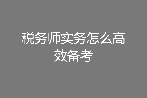 税务师实务怎么高效备考