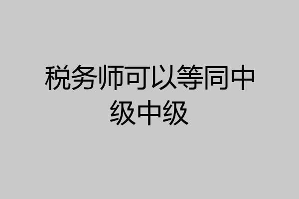 税务师可以等同中级中级