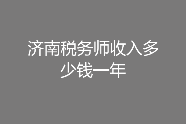 济南税务师收入多少钱一年