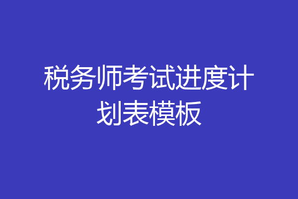 税务师考试进度计划表模板