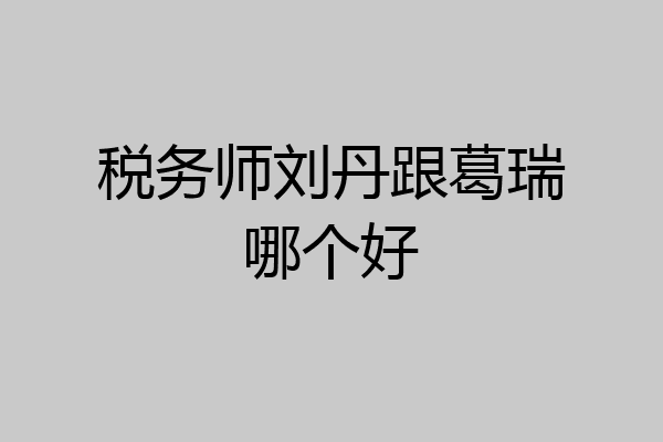 税务师刘丹跟葛瑞哪个好