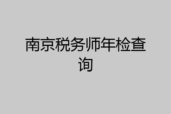 南京税务师年检查询