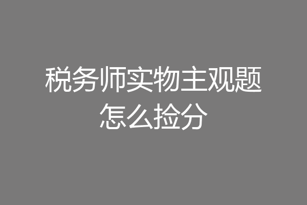 税务师实物主观题怎么捡分