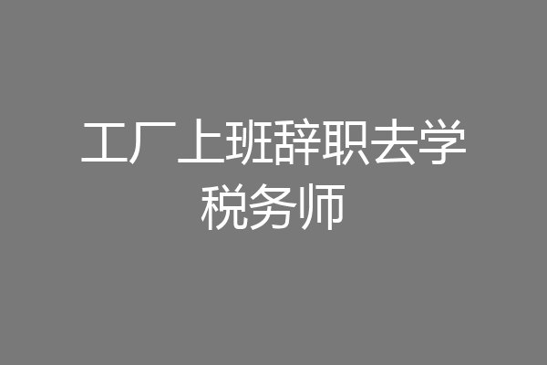 工厂上班辞职去学税务师