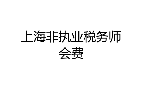 上海非执业税务师会费