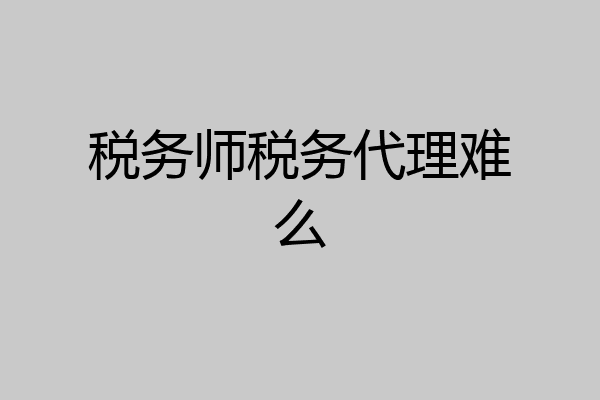 税务师税务代理难么