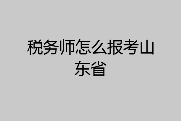 税务师怎么报考山东省