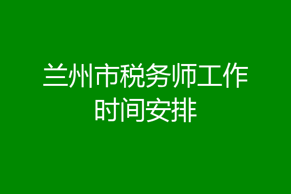 兰州市税务师工作时间安排
