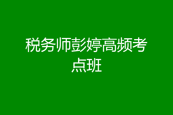税务师彭婷高频考点班