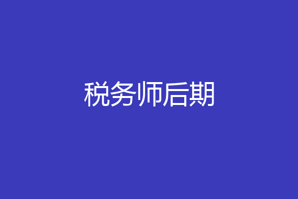 税务师后期