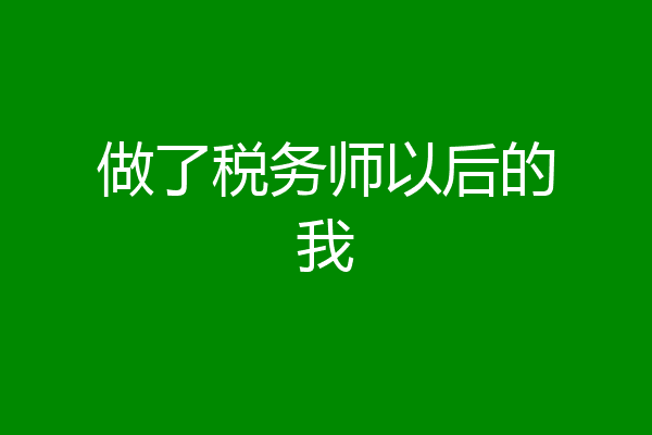 做了税务师以后的我