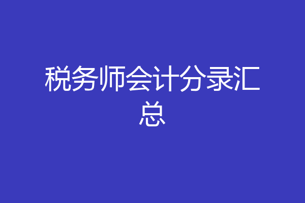 税务师会计分录汇总