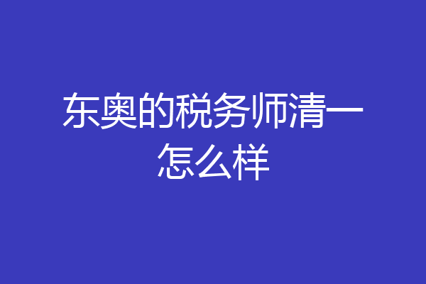 东奥的税务师清一怎么样