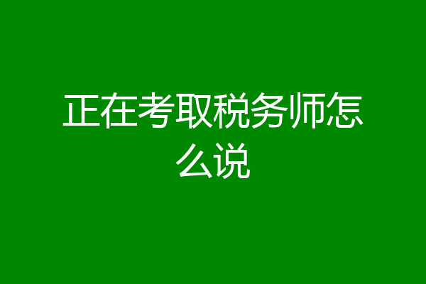 正在考取税务师怎么说