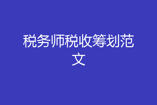 税务师税收筹划范文