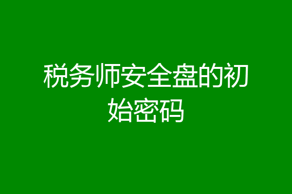 税务师安全盘的初始密码