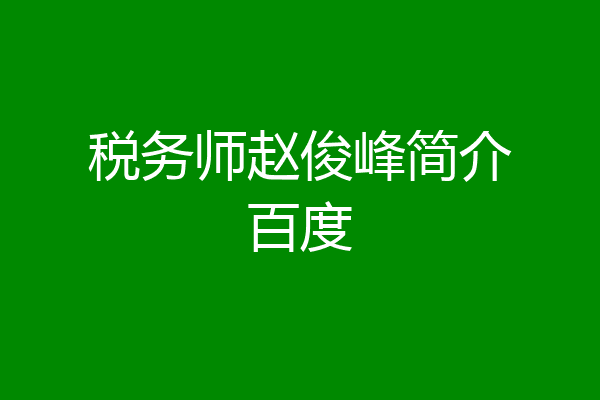 税务师赵俊峰简介百度