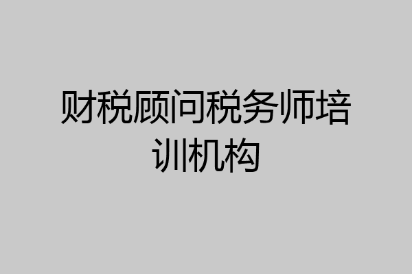 财税顾问税务师培训机构