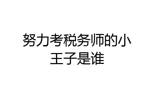 努力考税务师的小王子是谁