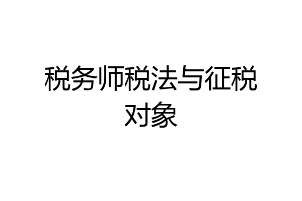 税务师税法与征税对象