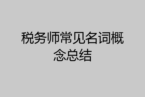 税务师常见名词概念总结