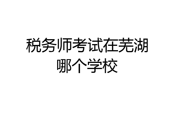 税务师考试在芜湖哪个学校