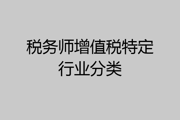 税务师增值税特定行业分类