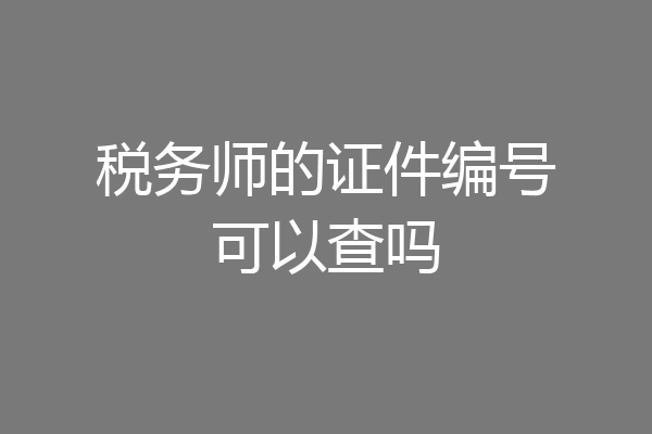 税务师的证件编号可以查吗