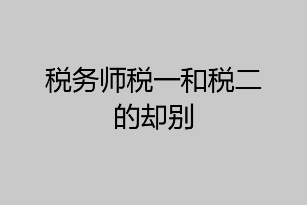 税务师税一和税二的却别