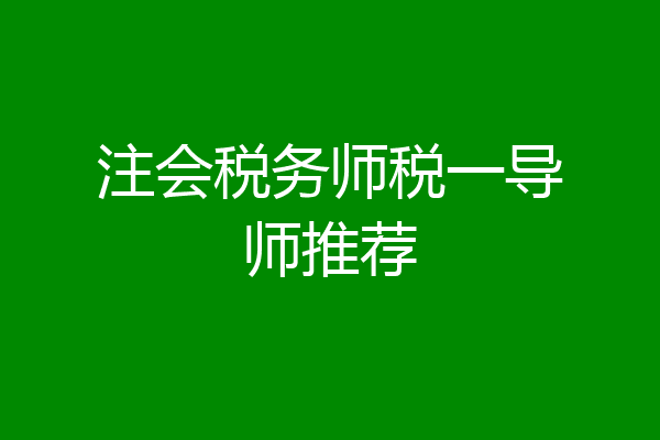注会税务师税一导师推荐