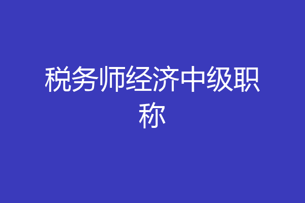 税务师经济中级职称