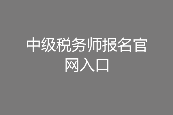 中级税务师报名官网入口