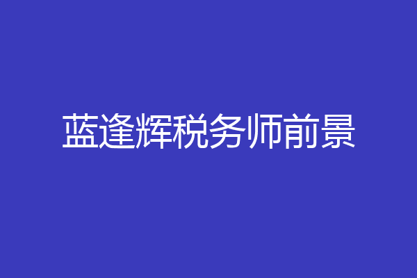 蓝逢辉税务师前景