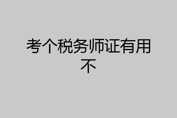 考个税务师证有用不