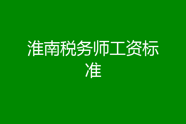 淮南税务师工资标准