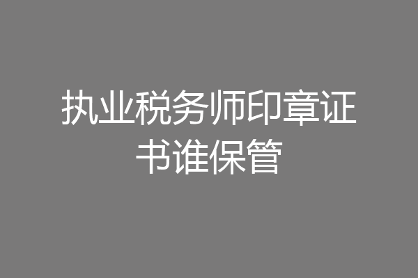 执业税务师印章证书谁保管