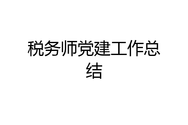 税务师党建工作总结