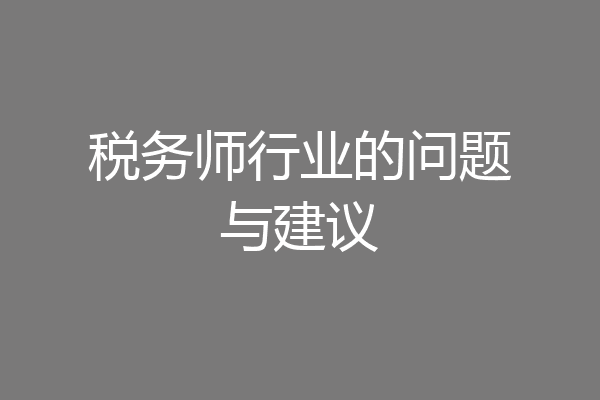 税务师行业的问题与建议
