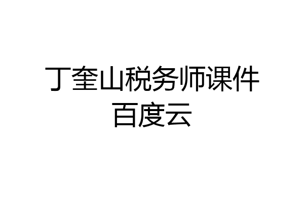 丁奎山税务师课件百度云