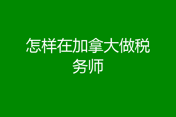 怎样在加拿大做税务师