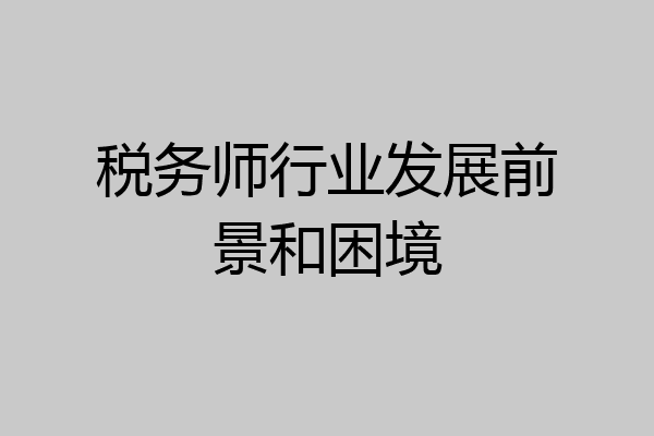 税务师行业发展前景和困境
