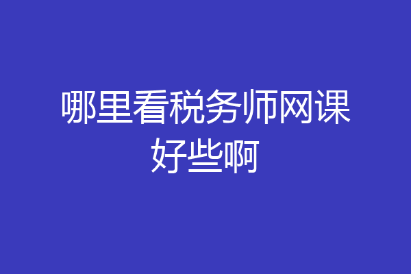 哪里看税务师网课好些啊
