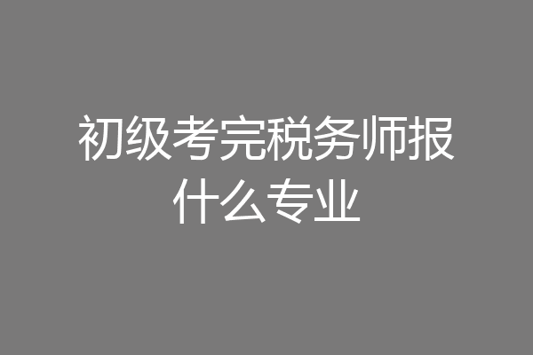 初级考完税务师报什么专业