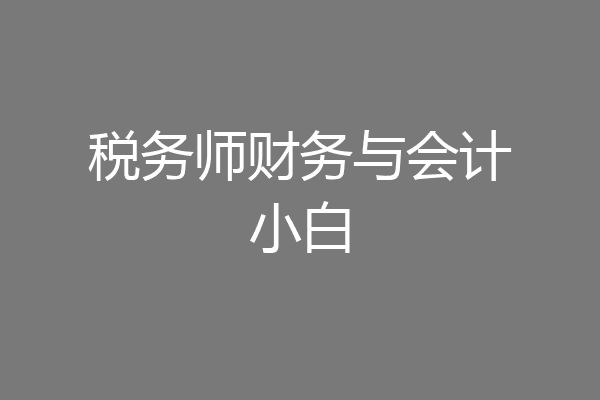 税务师财务与会计小白